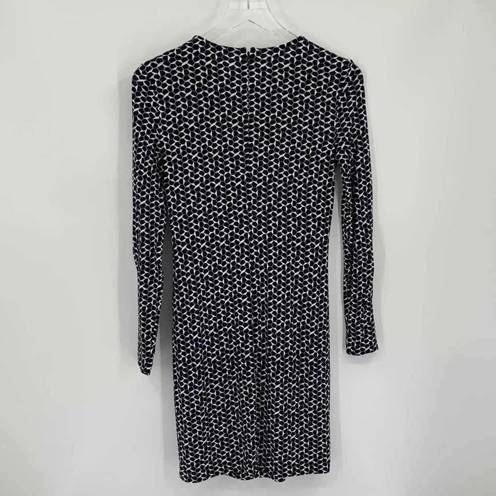 Tory Burch knit jersey shift dress navy blue white Teserra mini XS X-Small